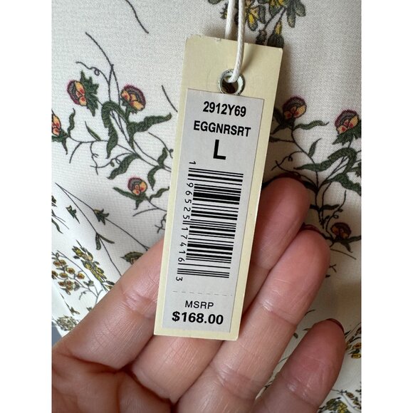 Max Studio Dress Women Large Ivory Floral Fit And Flare Flutter Sleeve NWT Boho - Picture 10 of 14
